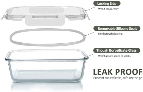 M MCIRCO 10 Pack Glass Food Storage Containers with Lids, White
