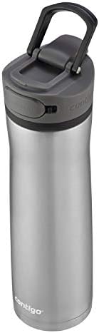 Contigo Cortland Chill 2.0 Vacuum-Insulated Stainless Steel Water Bottle, Spill-Proof Sip Technology, Interchangeable Lid, 24oz, Steel/Licorice, Perfect for Fitness Travel Everyday Use