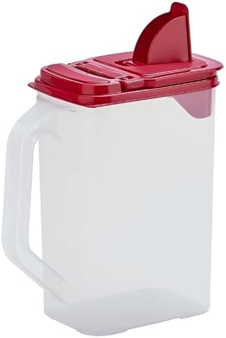 Buddeez Clear Pantry Storage Container, Dry Storage, 4 Quart, Red Lid