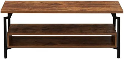 Household Essentials Crown TV Console in Rustic Hickory and Black Iron