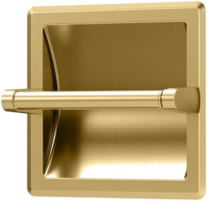 Gatco 753 Recessed Pivoting Toilet Paper Holder, Wall Mounted, Heavy Duty Metal Tissue Holder for Bathroom – Available in Brushed Brass