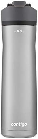 Contigo Cortland Chill 2.0 Vacuum-Insulated Stainless Steel Water Bottle, Spill-Proof Sip Technology, Interchangeable Lid, 24oz, Steel/Licorice, Perfect for Fitness Travel Everyday Use