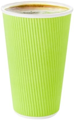 Restaurantware Ripple Wall Coffee Cup 250 Count 20 Ounce Insulated Hot Beverage Cup Disposable Non-Slip Large Capacity For Coffee Shops, Cafes, Bakeries, Green