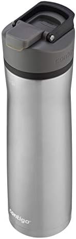 Contigo Cortland Chill 2.0 Vacuum-Insulated Stainless Steel Water Bottle, Spill-Proof Sip Technology, Interchangeable Lid, 24oz, Steel/Licorice, Perfect for Fitness Travel Everyday Use