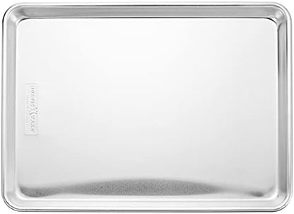 Nordic Ware Naturals Extra Large and Half Sheet Set - USA Made Aluminum Commercial Quality Sheet Pan for Baking or Roasting, Encapsulated Galvanized Steel Rim Prevents Warping, Big Sheet + Half Sheet
