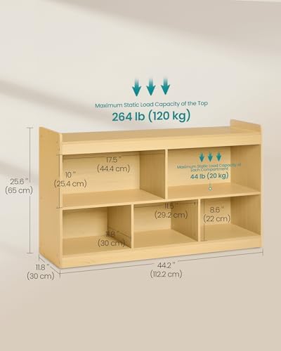 SONGMICS Kids' Toy Storage Shelf, Montessori Book Shelf with 5 Compartments