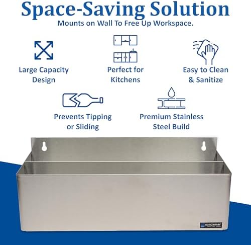 San Jamar B5522D Stainless Steel Double Rail Speed Rack Bottle Holder, 21-1/8" Width x 7-5/8" Height x 8" Depth