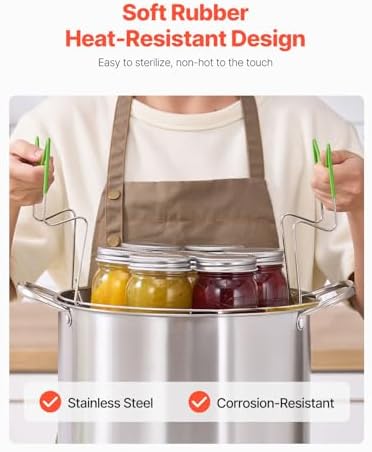 VEVOR Canning Supplies Starter Kit, 9 Pieces Stainless Steel Water Bath Canning Kit for Beginners, Canning Tools Set: Rack, Ladle, Measuring Spoon, Funnel, Tongs, Jar Lifter, Jar Wrench