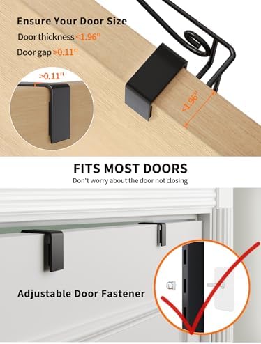 8-Tier Over Door Pantry Organizer,Heavy Duty Adjustable Metal Shelf for Pantry, Black