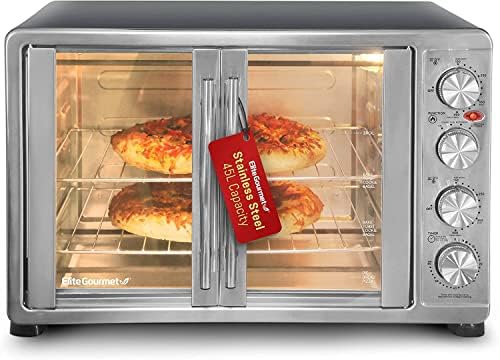 Elite Gourmet ETO4510MX French Door Convection Oven 47.5Qt, Stainless Steel