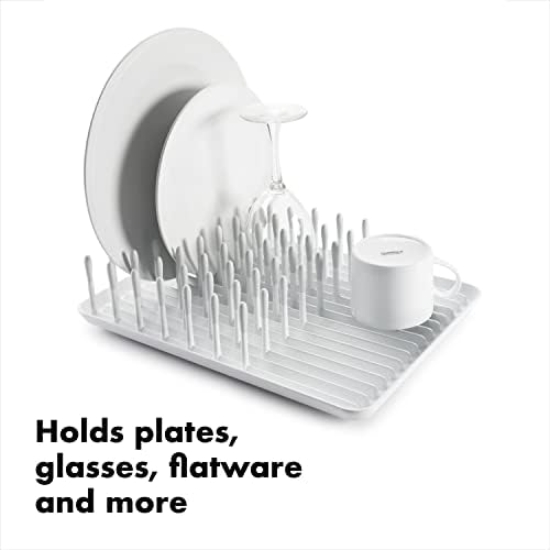 OXO Good Grips Compact Dish Rack Biscuit | For Dishware | 13-3/4 x 10-3/8 x 3-1/2 Inch | Non-Skid Feet | Pack of 4
