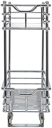 Household Essentials Glidez 2‑Tier Multipurpose Chrome‑Plated Steel Pull‑Out/Slide‑Out Under Cabinet Organizer, Chrome Finish
