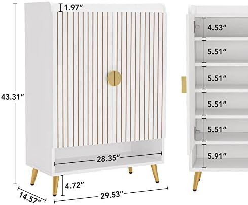 Tribesigns Shoe Cabinet with Doors, 6-Tier Shoe Storage for Entryway