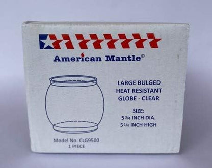 American Mantle Lantern Globe Replacement Height: 5¼" (133.35mm) Diameter 4 7⁄8" (123.83mm) | Clear Borosilicate Glass Fits Coleman Lanterns 214 282 285-700 288 321 355 5150-5159
