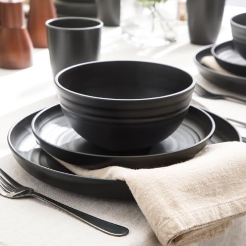 Gibson Home Plates and Bowls Set, 32 Piece Wheat Straw Dinnerware for 8