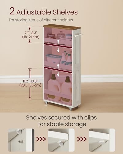 VASAGLE 4-Tier Slide-Out Storage Cart, Slim Kitchen Cart with Wheels