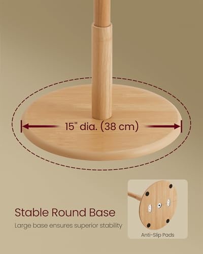 VASAGLE Solid Wood Coat Rack, Free Standing, 8 Hooks, 3 Height Options