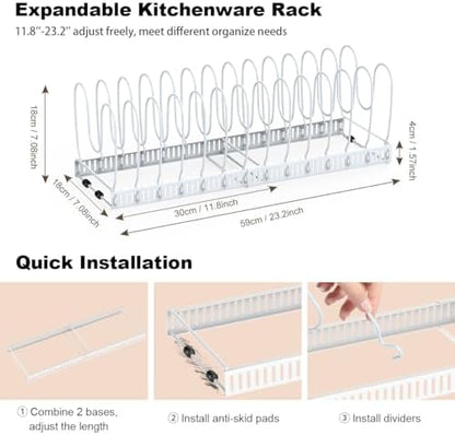 Housolution Pot and Pan Lid Organizer Holder Storage Rack, White