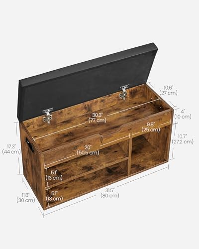 VASAGLE Storage Bench with Cushion, Shoe Bench,11.8 x 31.5 x 17.3 Inches