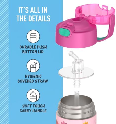 THERMOS FUNTAINER Water Bottle with Straw, 12oz, Princesses