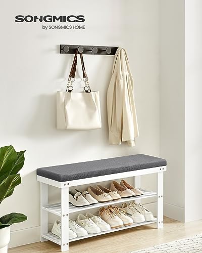 SONGMICS Bamboo Shoe Bench, 3-Tier Shoe Rack, 11.8 x 35.4 x 19.2 Inches