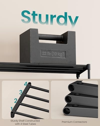 SONGMICS Shoe Rack, 4-Tier Stackable Metal Shoe Organizer, 17.7" Wide