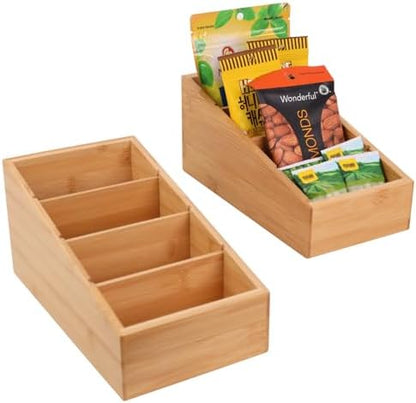 HTB 4-Section Snack Organizer with Removable Dividers for Kitchen 2 Pack
