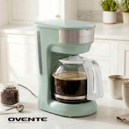 OVENTE 12-Cup Drip Coffee Maker with Easy On/Off Switch, Teal CM412LBL