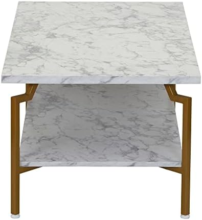 Household Essentials White Marble & Gold Iron Crown Coffee Table