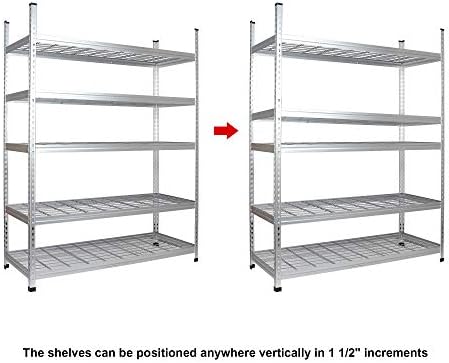 Amazon Basics Heavy Duty 5 Shelf Storage Shelving Unit, High-Grade Aluminum, Shelves, Adjustable Height, 60" x 24" x 78", Silver