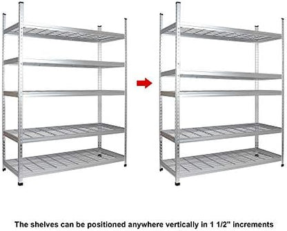 Amazon Basics Heavy Duty 5 Shelf Storage Shelving Unit, High-Grade Aluminum, Shelves, Adjustable Height, 60" x 24" x 78", Silver