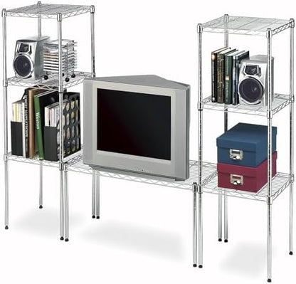 Whitmor 1 Tier Supreme Stacking Shelving Unit, Wire Metal Home Storage Organizer, 15" L x 14" W x 15" H, Chrome