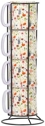 10 Strawberry Street Bella Flora Espresso Demitasse Stack, Set of 4 (Wildflower)