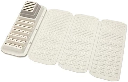 Clorox KeptClean 2-Piece Folding Kitchen Sink Mat and Sink Organizer – Folding Mat for Elevated Drying and Storage, Extending Organizer Dries 6 Plates, Flips to Dry Accessories – Almond Cream