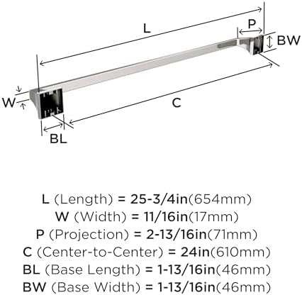 Amerock Mulholland 24" Polished Nickel Towel Bar