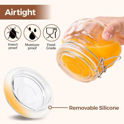 ComSaf Square Small 17 oz Glass Jars with Airtight Lids 6 Pack Wide Mouth