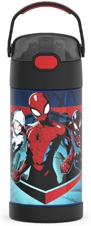 THERMOS FUNTAINER Water Bottle with Straw, Spider-Man, 12 Ounces (Pack of 6)