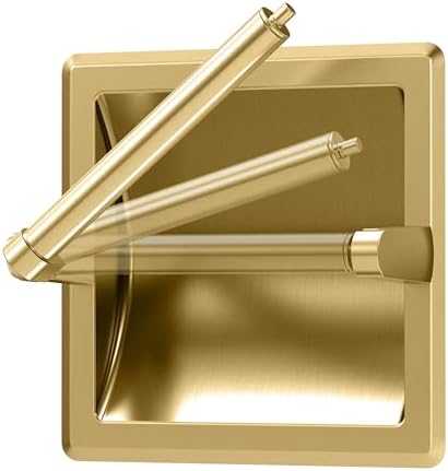 Gatco 753 Recessed Pivoting Toilet Paper Holder, Wall Mounted, Heavy Duty Metal Tissue Holder for Bathroom – Available in Brushed Brass