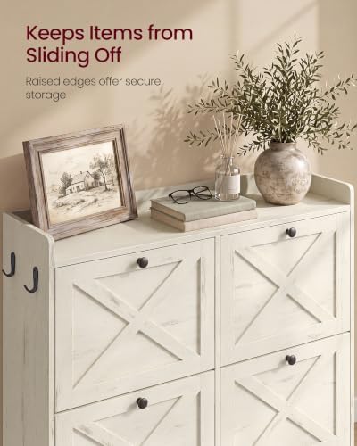 VASAGLE Narrow Shoe Storage Cabinet Organizer with 4 Flip Drawers