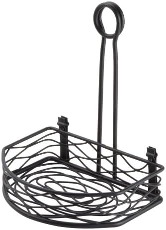 American Metalcraft SRBNB1 Semi-Round Wire Birdnest Condiment Rack Holder, Wrought Iron, Black