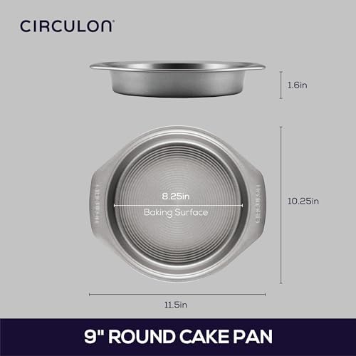 Circulon Nonstick Bakeware Round Baking Pan / Cake Pan, 9 Inch, Gray