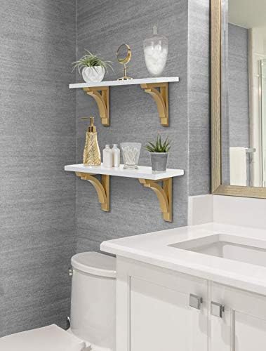 Kate and Laurel Corblynd Wall Shelf, White and Gold, 18", Glam Home Decor and Space-Saving Storage