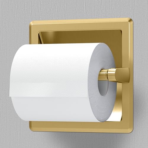 Gatco 753 Recessed Pivoting Toilet Paper Holder, Wall Mounted, Heavy Duty Metal Tissue Holder for Bathroom – Available in Brushed Brass