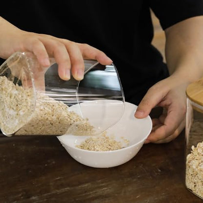 LIBWYS Kitchen Glass Jars Set with Bamboo Lids for Storage (1pcs - 1.22Qt)