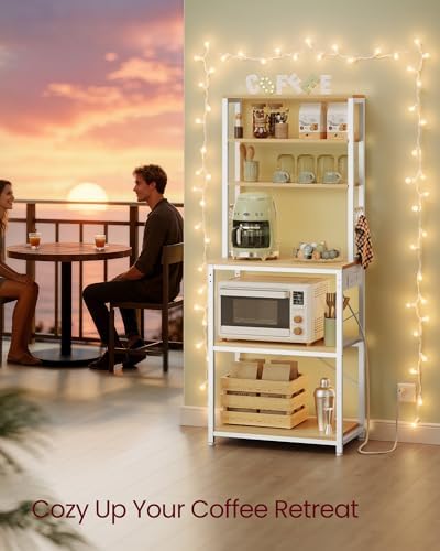 VASAGLE Coffee Bar, 23.6 Inches 6-Tier Baker's Rack with 6 Hooks
