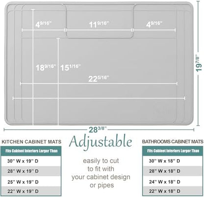 Heavy-Duty Under Sink Mat – Waterproof Silicone Cabinet Liner for Kitchen & Bathroom | Protects from Leaks, Spills | Trimmable, Easy to Clean, Ideal for Homeowners | 28" x 19" or Smaller