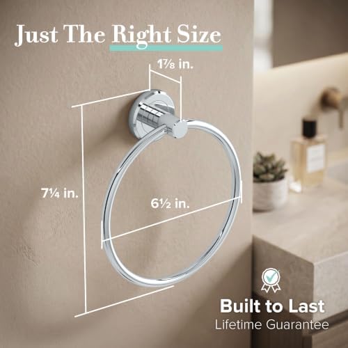 Gatco 4242 Latitude II Towel Ring | Modern Hand Towel Holder for Bathroom | Stylish Decorative Hardware, Heavy Duty Metal, EZ Ancor Mounting | Chrome