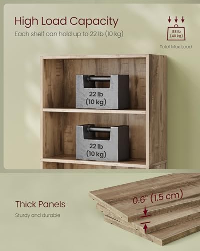 VASAGLE 3-Tier Bookshelf, Storage Organizer, 23.6 x 9.4 x 32 Inches