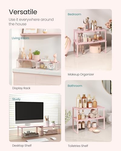 SONGMICS Cabinet Organizer Shelf, Set of 2 Spice Rack, Kitchen Storage