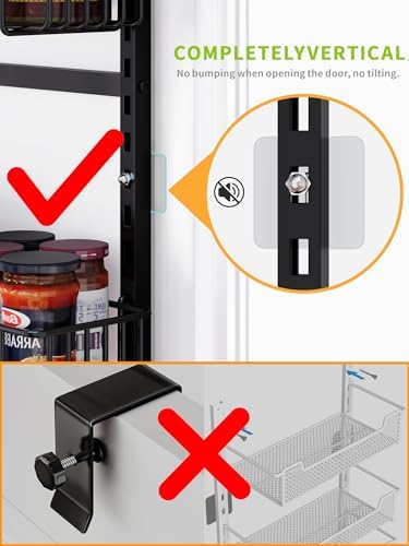 8-Tier Over Door Pantry Organizer,Heavy Duty Adjustable Metal Shelf for Pantry, Black